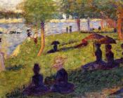 乔治修拉 - La Grande Jatte, Woman Fishing and Seated Figures